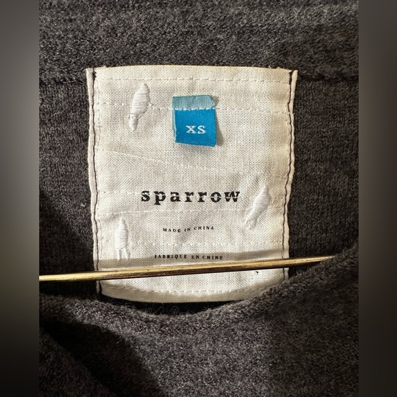 SPARROW Anthropologie Gray 100% Merino Wool XS Double Breasted Fit Flare Sweater - Picture 4 of 16